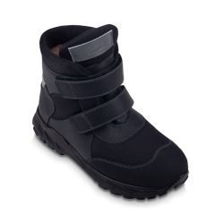 TW-562 (цв.1-черный) Ботинки (кожа + текстиль, велкро, неубивайка)
