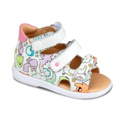 TW-138 (цв.49-белый/розовый/принт) Туфли (откр.нос, натур.кожа)